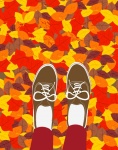 Picioare de toamnă în fundal frunze
