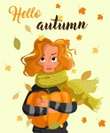 Autumn Woman With Pumpkin