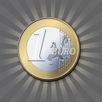 Euro-Münze auf Sonnenstrahlen