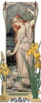 Artă vintage cu flori de femeie