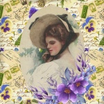 Vintage Woman Postcard Image