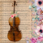 Vintage Floral Music Violin