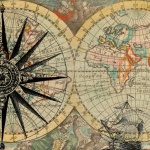 Barco à vela de mapas antigos
