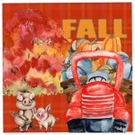 Autumn Fall Tractor And Pigs
