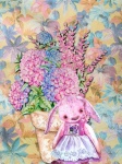 Brinquedo de coelho floral aquarela