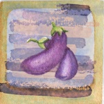 Watercolor vegetable eggplant art