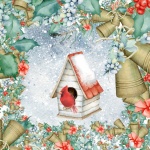 Christmas Cardinal Birdhouse Bells
