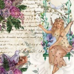 Affiche de fée vintage sur balançoire