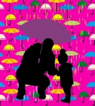 Padre e hija bajo la lluvia