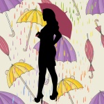 Silhouet vrouw in regen