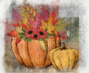 Autumn pumpkin floral digital art