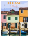Italia, cartel de viaje de Burano