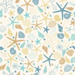 Estrella de mar, conchas, patrón, plano 