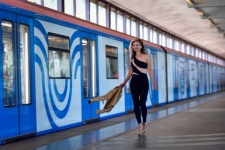 U-Bahn, Frau, Mädchen, schön