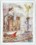 Vintage schilderij Notre Dame