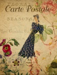 Carte poștală franceză vintage femeie