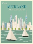Auckland Új-Zéland utazási poszter