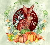Autumn Folk Art Rabbit