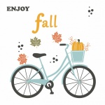 Fahrrad, Kürbis, Herbstlaub