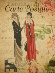 Cartão postal vintage de moda feminina