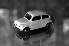 Fiat toy car, white background