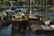 Vissend schip digitaal schilderen