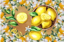 Bowl of lemons poster