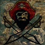 Vintage Map Pirate Face Sword