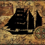Vintage Map Pirate Ship