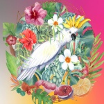 Acuarela colorida de aves tropicales