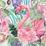 Flamingó Színes akvarell