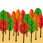 Alberi in autunno illustrazione