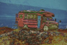 Autobús escolar de arte digital