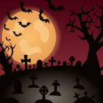 Night cemetery illustration