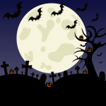 Halloween kyrkogård illustration