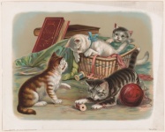 Pintura de arte vintage de gatitos