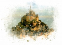 Akwarela Mont-Saint-Michel 2