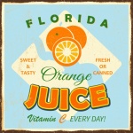 Cartel vintage de jugo de naranja