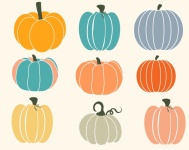 Pumpkins Colorful Art Set