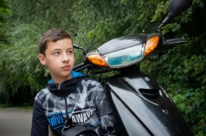 Scooter, adolescente, cara, motocicletas