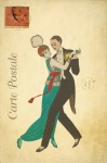 Cartão postal francês de dançarinos vint