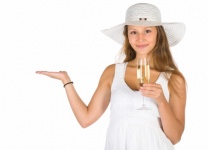Woman with alcohol pointing