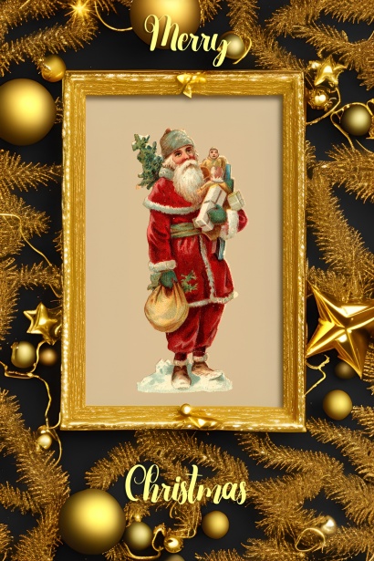 Gold Framed Santa Claus Card Free Stock Photo - Public Domain Pictures