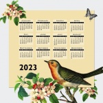 Calendário 2023 Pássaro Vintage