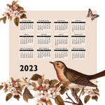 Calendário 2023 Pássaro Vintage