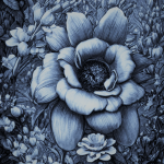 Blue Intricate Flower Sketch