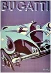 Afiș publicitar pentru mașini Bugatti