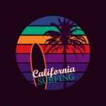 California Surfing Sunset Retro