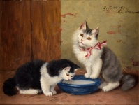 Pintura vintage de gato gatinho