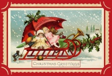 Children Vintage Christmas Card